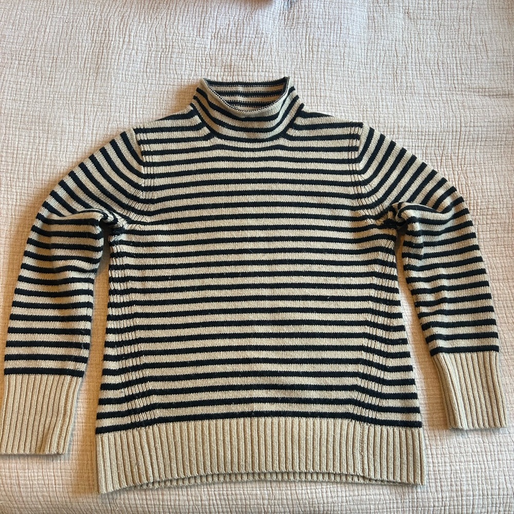 J. Crew Camel and Black Wool Blend Sweater